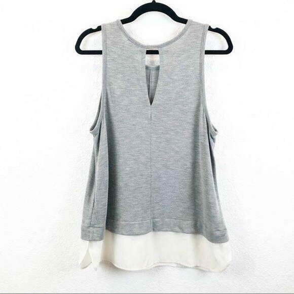 J. Crew Sleeveless Top Womens Large Gray‎ Lightweight Silky Hem Peek a Boo Back - Picture 7 of 7